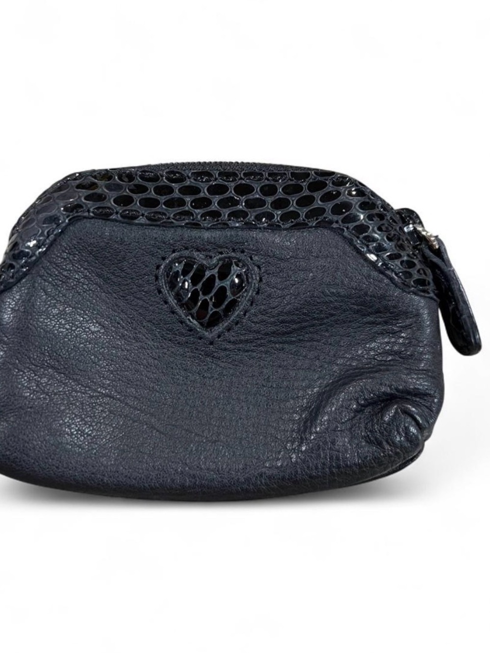Brighton Black Heart Accent Leather Coin Purse
